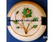 Marble coaster set 3" inlaid with semi-precious stones Cs-2